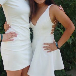 Lulu’s White backless skater dress